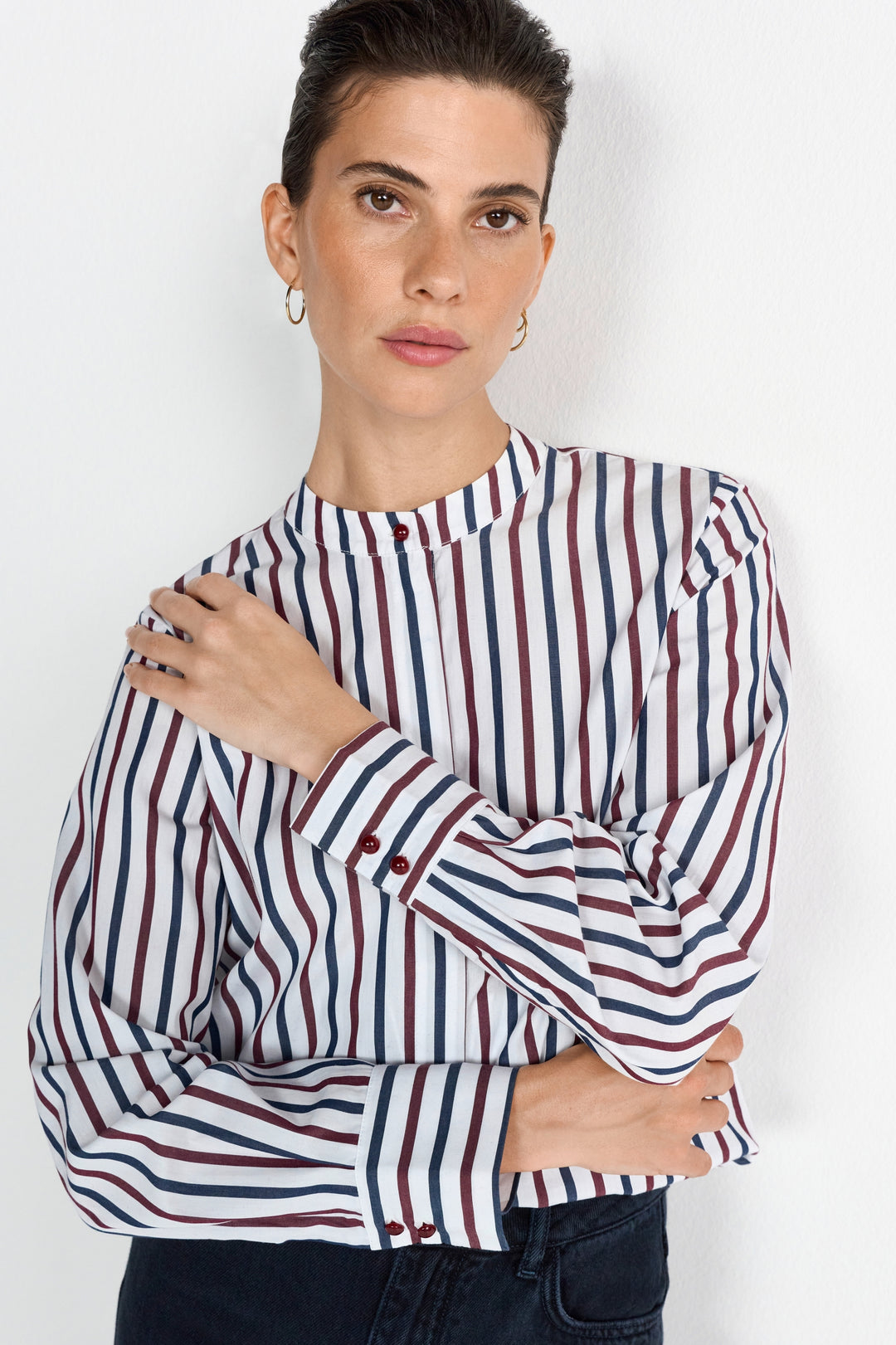 Striped Blouse with Bow, midnight blue 781 Bild 6