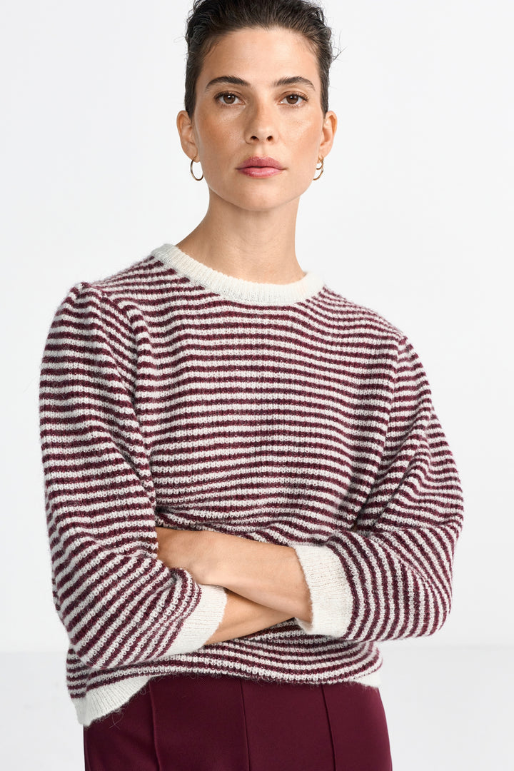 Striped Crew Puff Sleeves, ruby glow 599 Bild 3