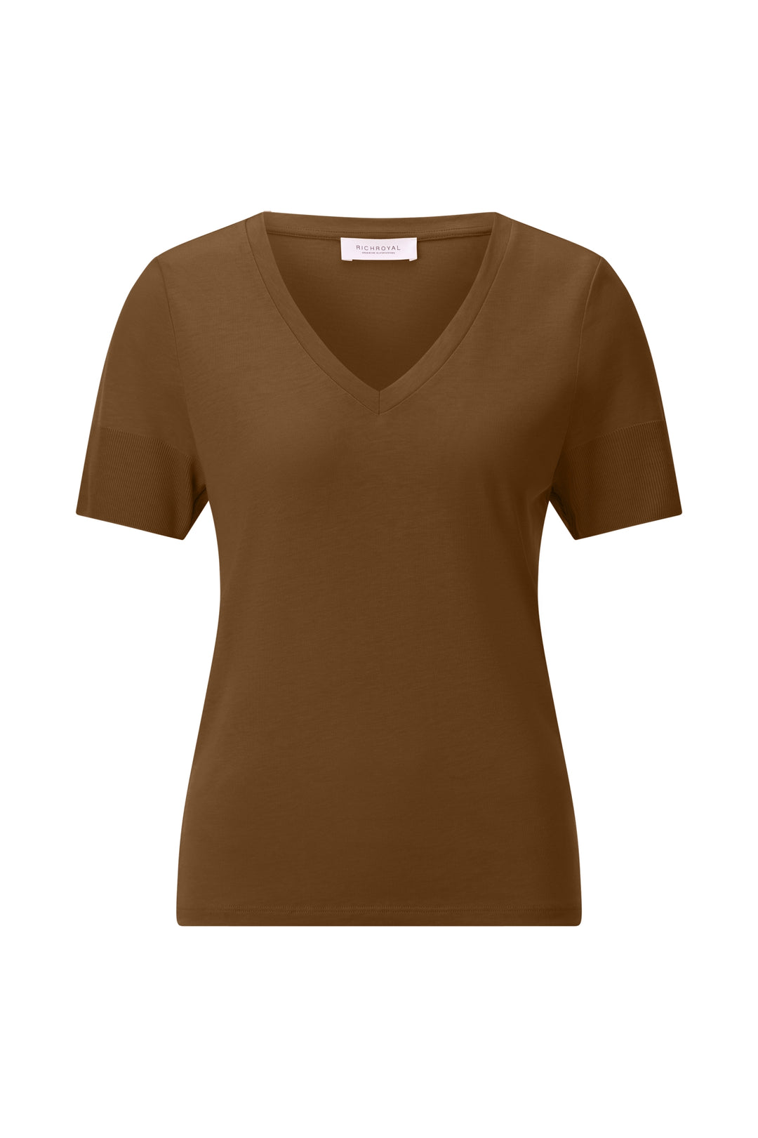 T Fineknit V-Neck Shirt, coconut bark 281 Bild 1