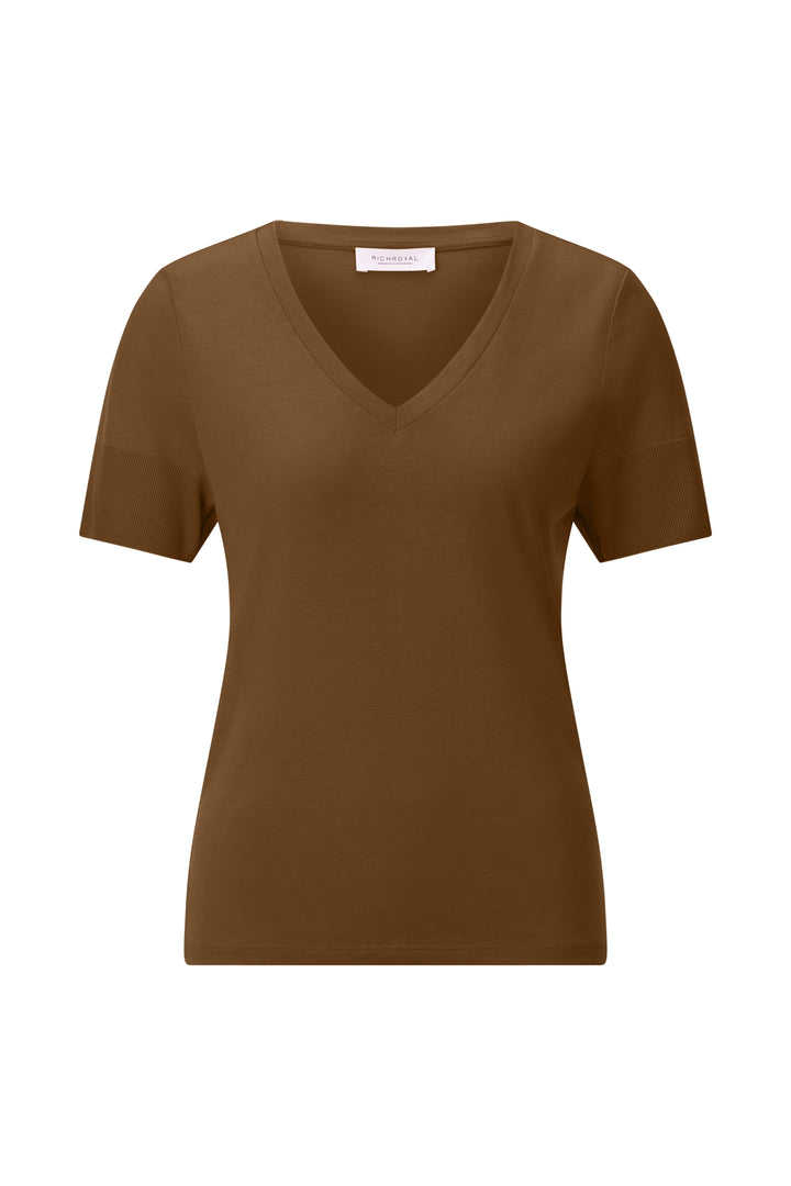 T Fineknit V-Neck Shirt, coconut bark 281 Bild 1