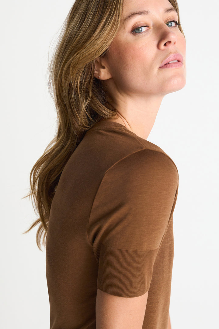 T Fineknit V-Neck Shirt, coconut bark 281 Bild 5