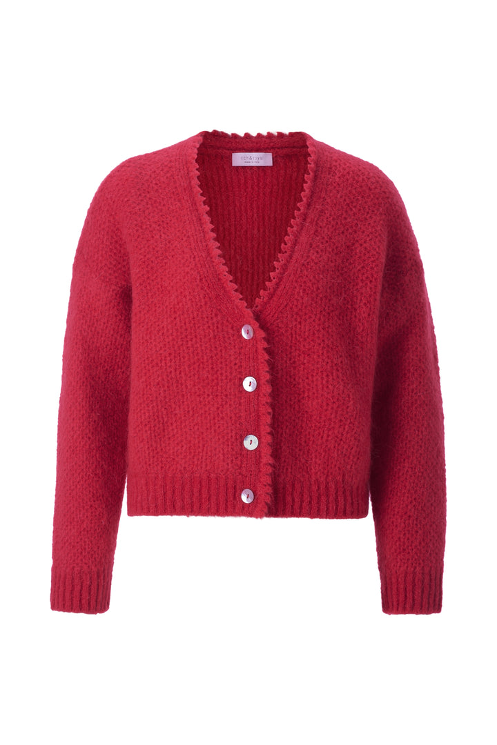V-Neck Cardigan Tuck Stitch, holiday red 557 Bild 1