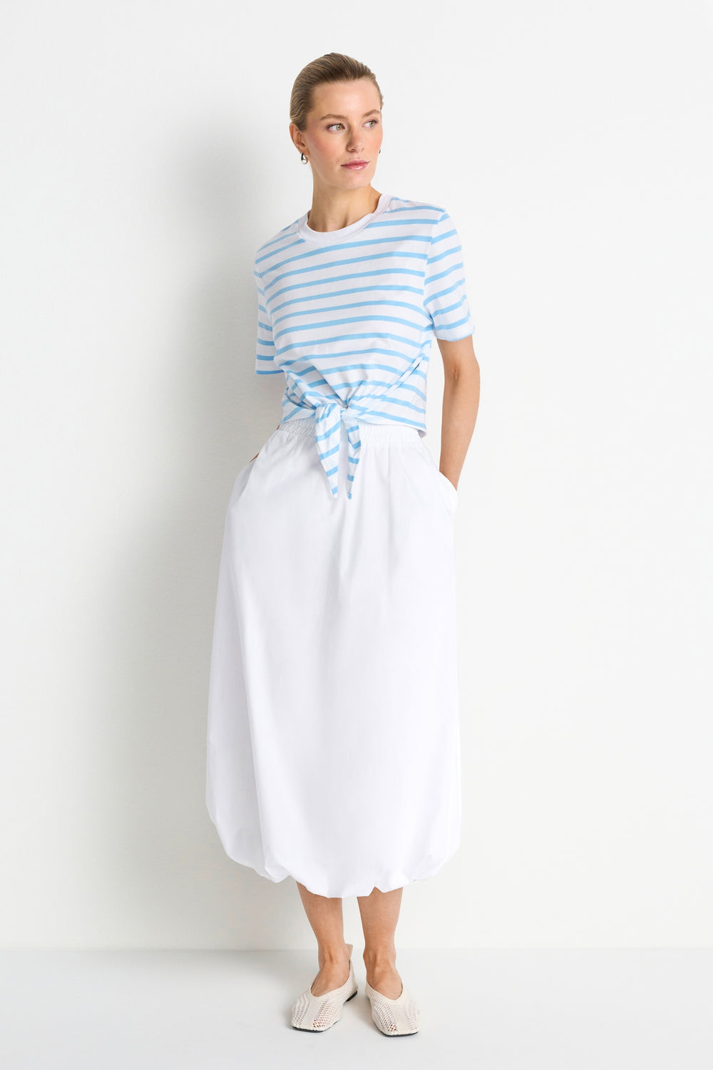 Washed Striped T-Shirt, white 100 Bild 2