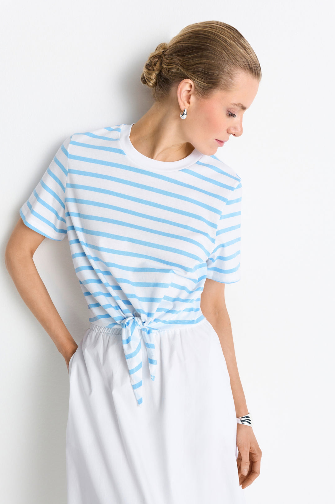 Washed Striped T-Shirt, white 100 Bild 3