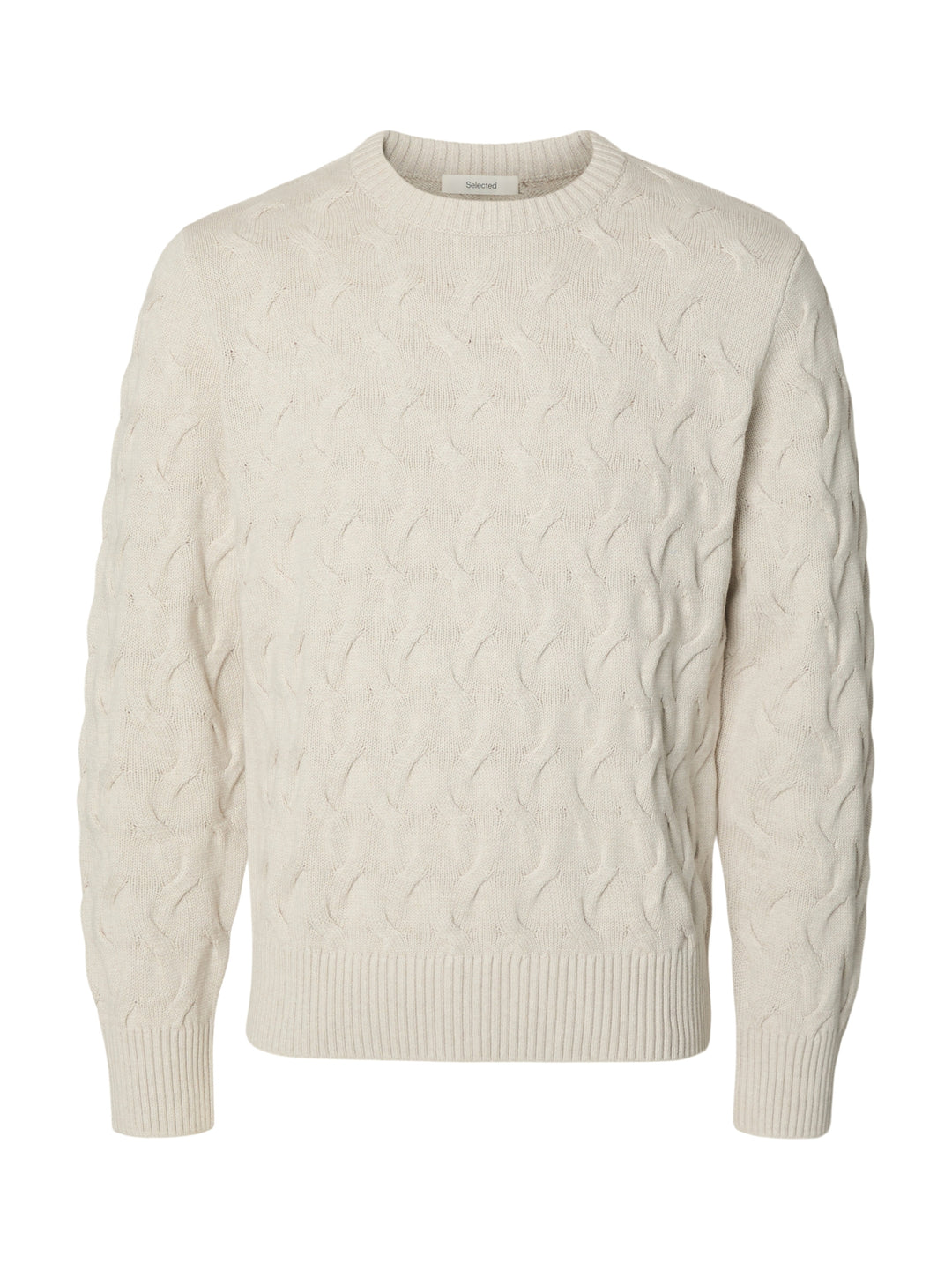 SLMCARLOS LS CABLE CREW NECK NOOS, Silver Birch/Melange 187118001 Bild 1