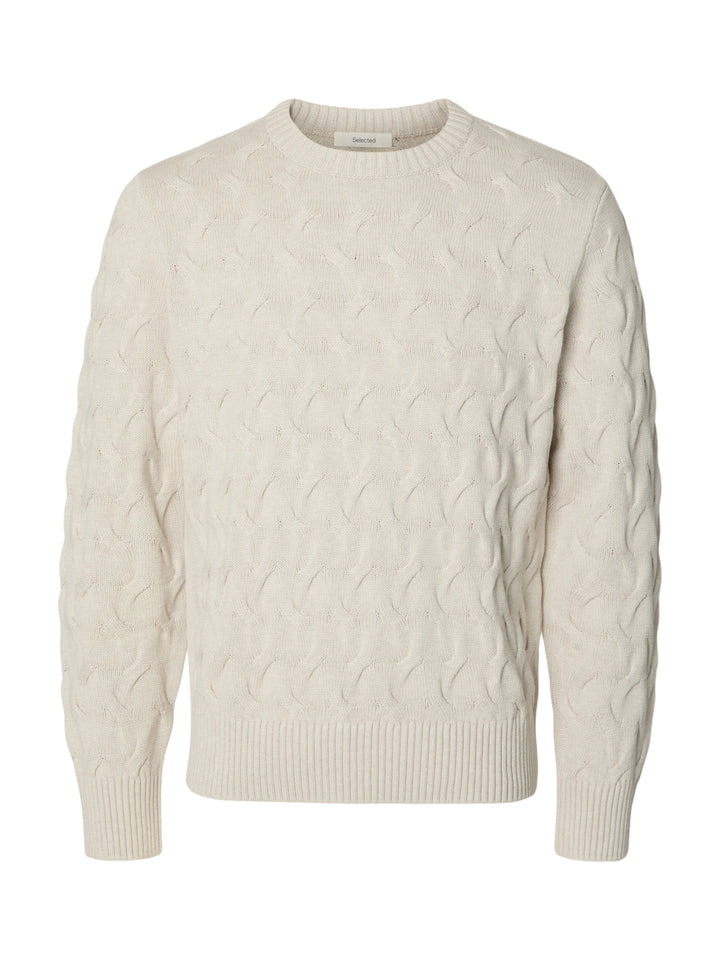 SLMCARLOS LS CABLE CREW NECK NOOS, Silver Birch/Melange 187118001 Bild 1