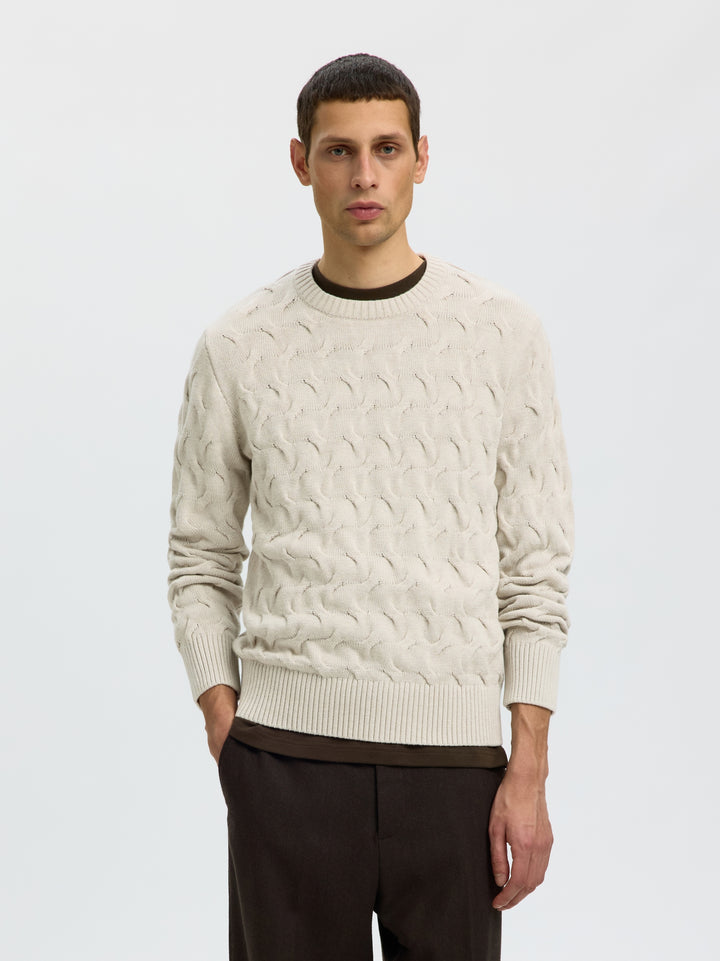 SLMCARLOS LS CABLE CREW NECK NOOS, Silver Birch/Melange 187118001 Bild 2