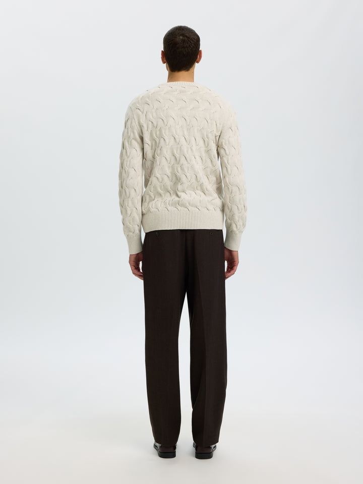 SLMCARLOS LS CABLE CREW NECK NOOS, Silver Birch/Melange 187118001 Bild 3