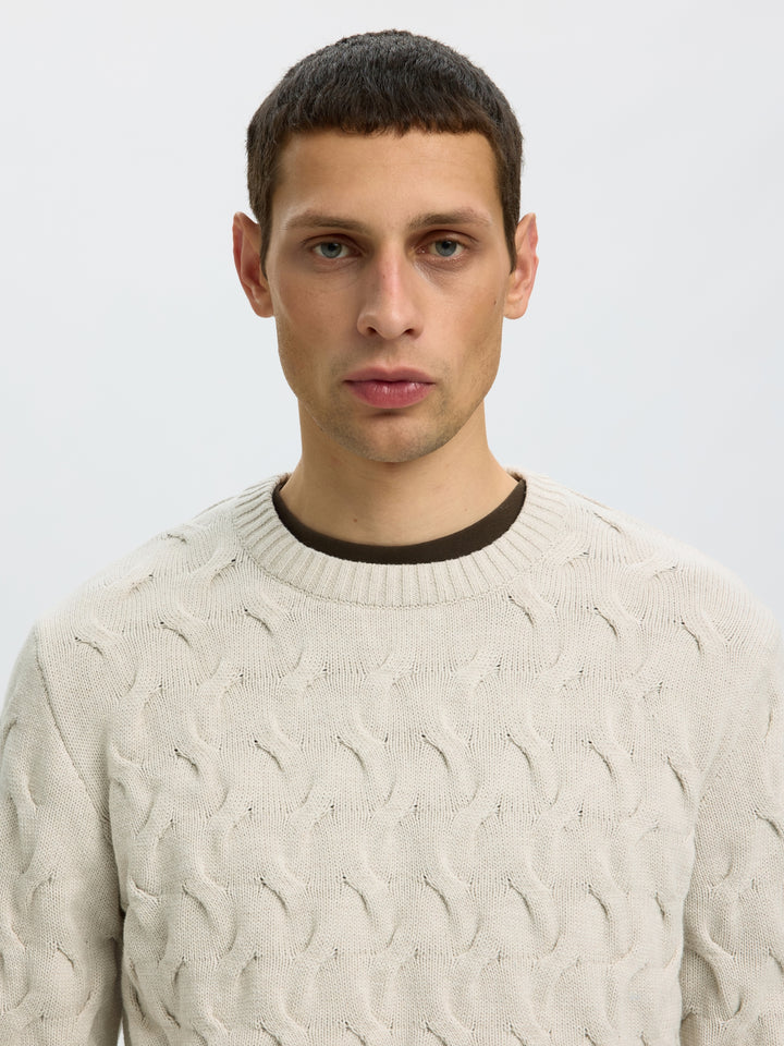 SLMCARLOS LS CABLE CREW NECK NOOS, Silver Birch/Melange 187118001 Bild 5