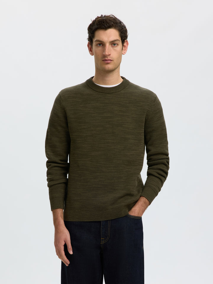 SLMDANE LS KNIT REG STRUC CREW NECK, Forest Night/Kalamata Twist 178191003 Bild 2