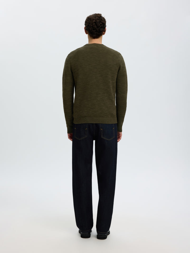 SLMDANE LS KNIT REG STRUC CREW NECK, Forest Night/Kalamata Twist 178191003 Bild 4