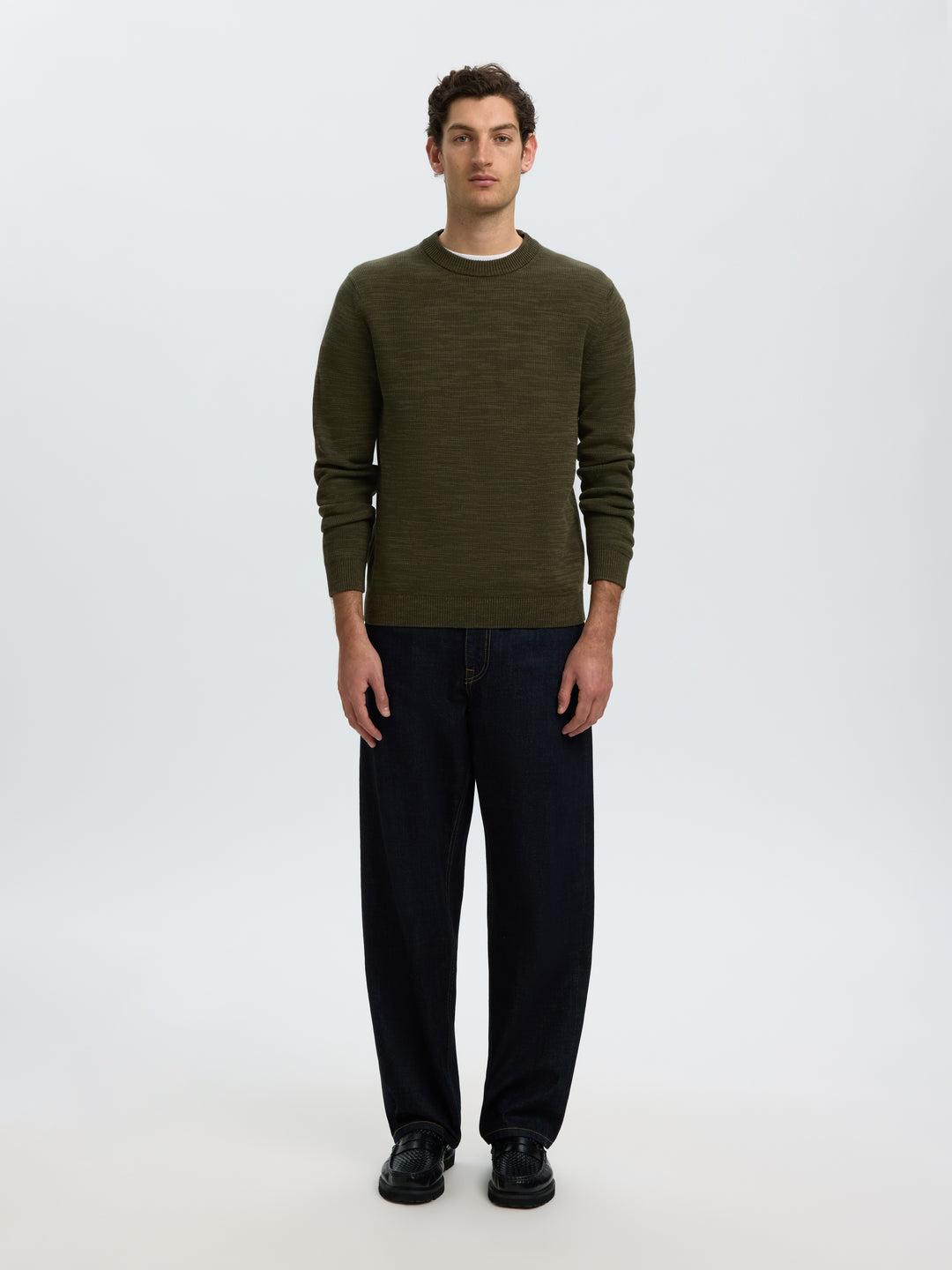 SLMDANE LS KNIT REG STRUC CREW NECK, Forest Night/Kalamata Twist 178191003 Bild 6