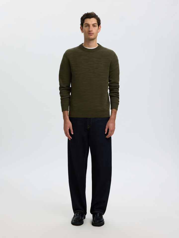SLMDANE LS KNIT REG STRUC CREW NECK, Forest Night/Kalamata Twist 178191003 Bild 6