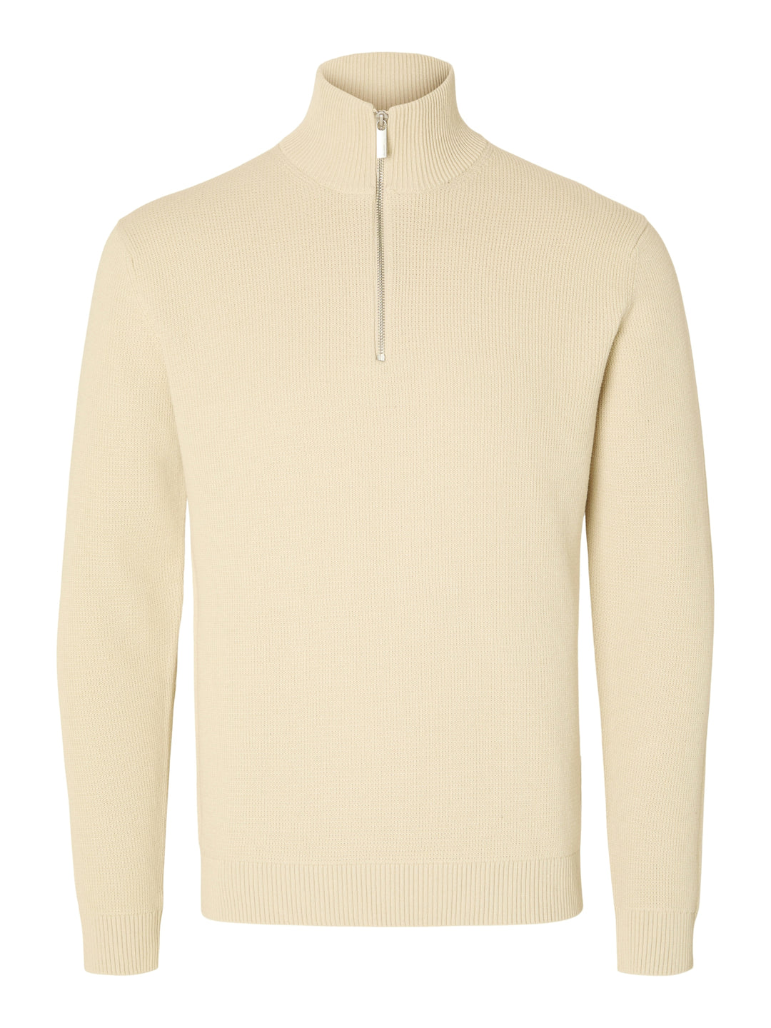 SLMDANE LS KNIT REG STRUC HALF ZIP, Oatmeal 184679 Bild 1