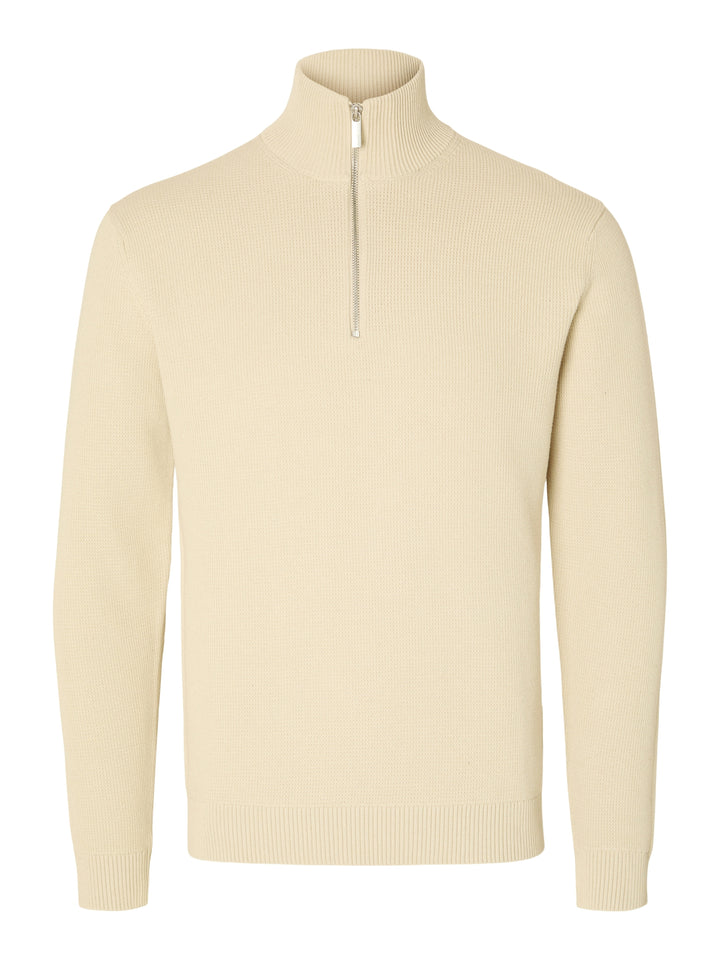SLMDANE LS KNIT REG STRUC HALF ZIP, Oatmeal 184679 Bild 1