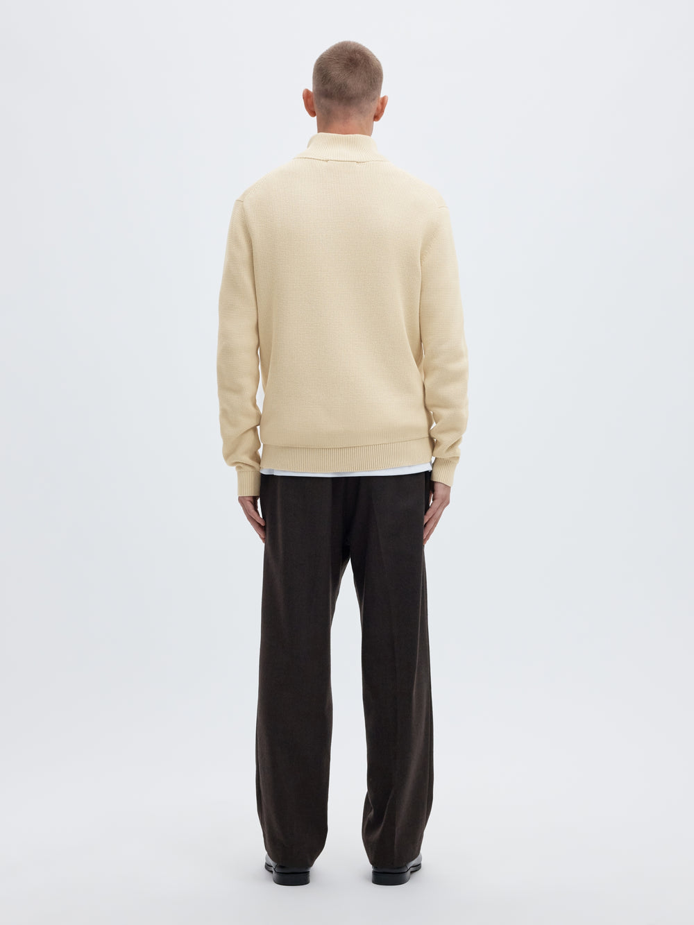 SLMDANE LS KNIT REG STRUC HALF ZIP, Oatmeal 184679 Bild 2