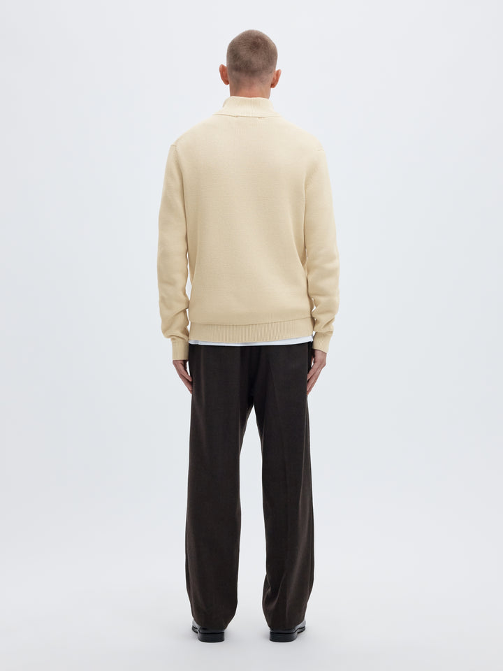 SLMDANE LS KNIT REG STRUC HALF ZIP, Oatmeal 184679 Bild 2