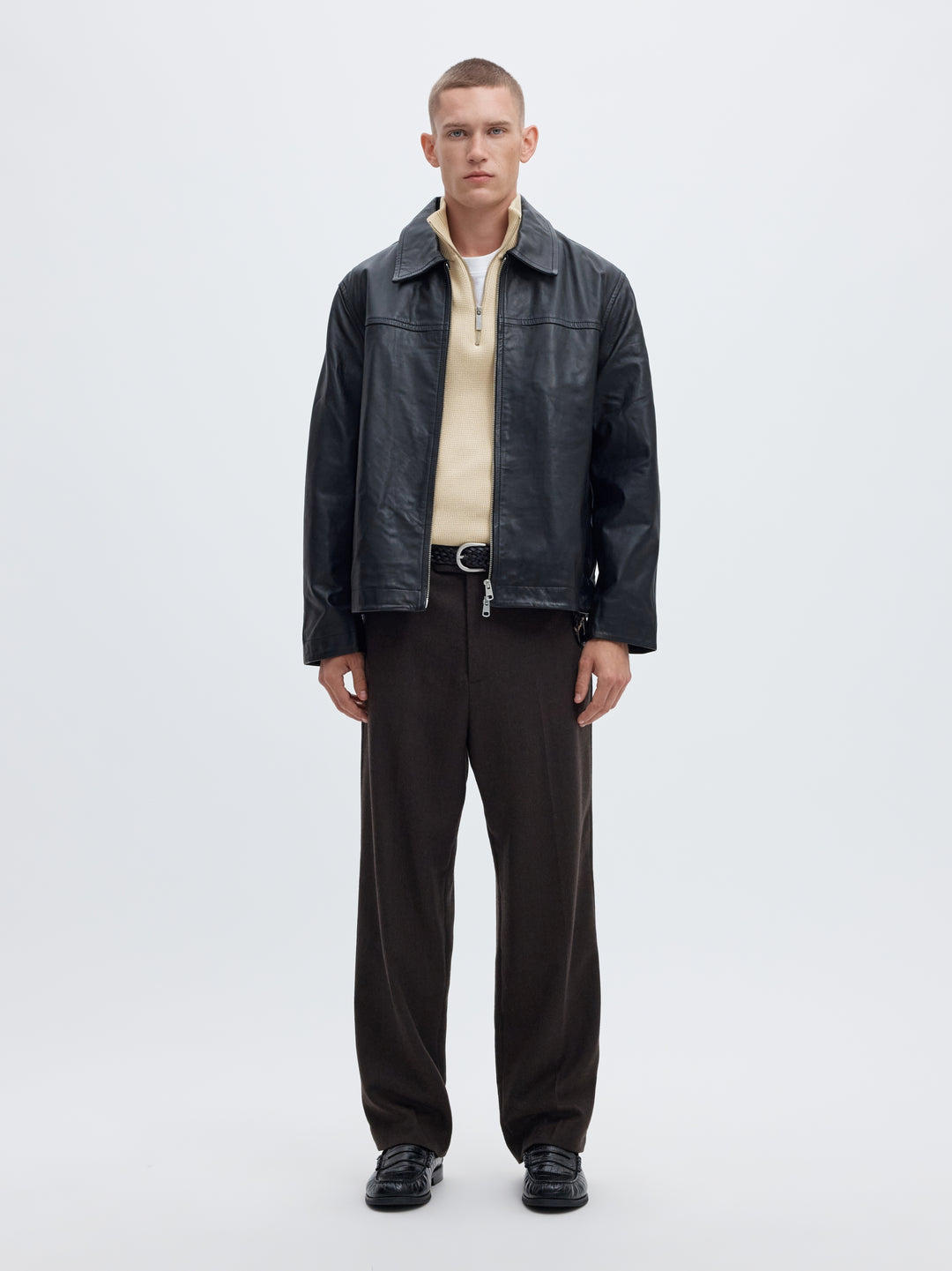 SLMDANE LS KNIT REG STRUC HALF ZIP, Oatmeal 184679 Bild 5