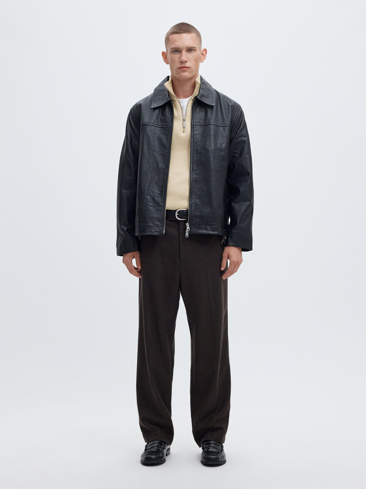SLMDANE LS KNIT REG STRUC HALF ZIP, Oatmeal 184679 Bild 5