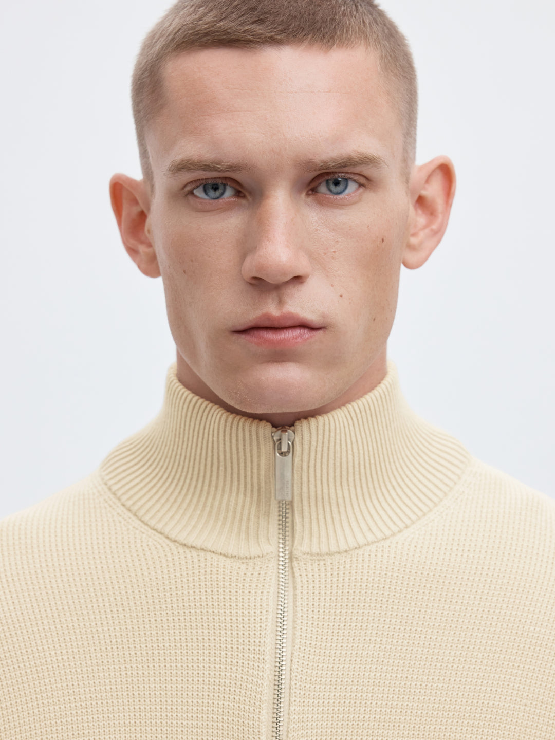 SLMDANE LS KNIT REG STRUC HALF ZIP, Oatmeal 184679 Bild 6