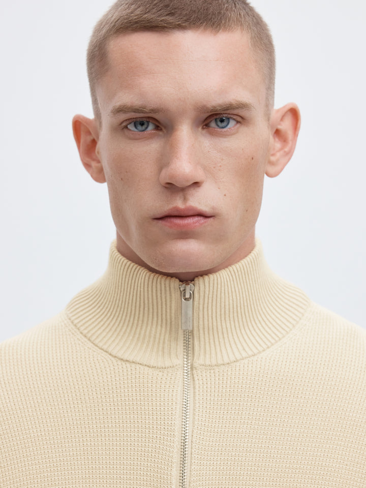 SLMDANE LS KNIT REG STRUC HALF ZIP, Oatmeal 184679 Bild 6