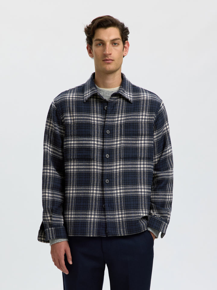 SLMOLE PABLO WOOL BLEND OVERSHIRT N, Sky Captain/Egret / Black 186839005 Bild 2