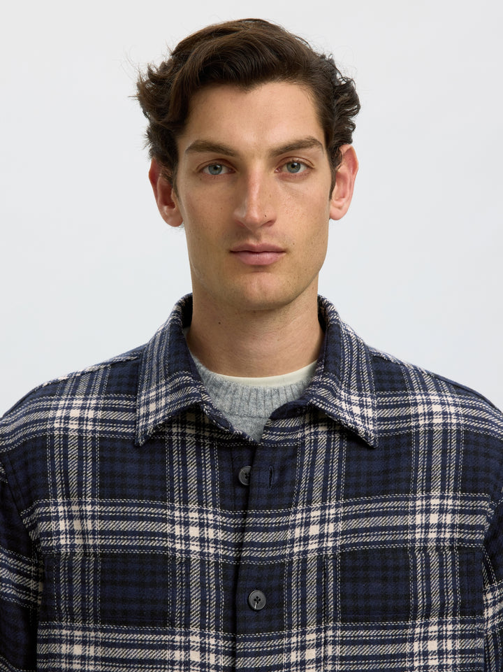 SLMOLE PABLO WOOL BLEND OVERSHIRT N, Sky Captain/Egret / Black 186839005 Bild 6