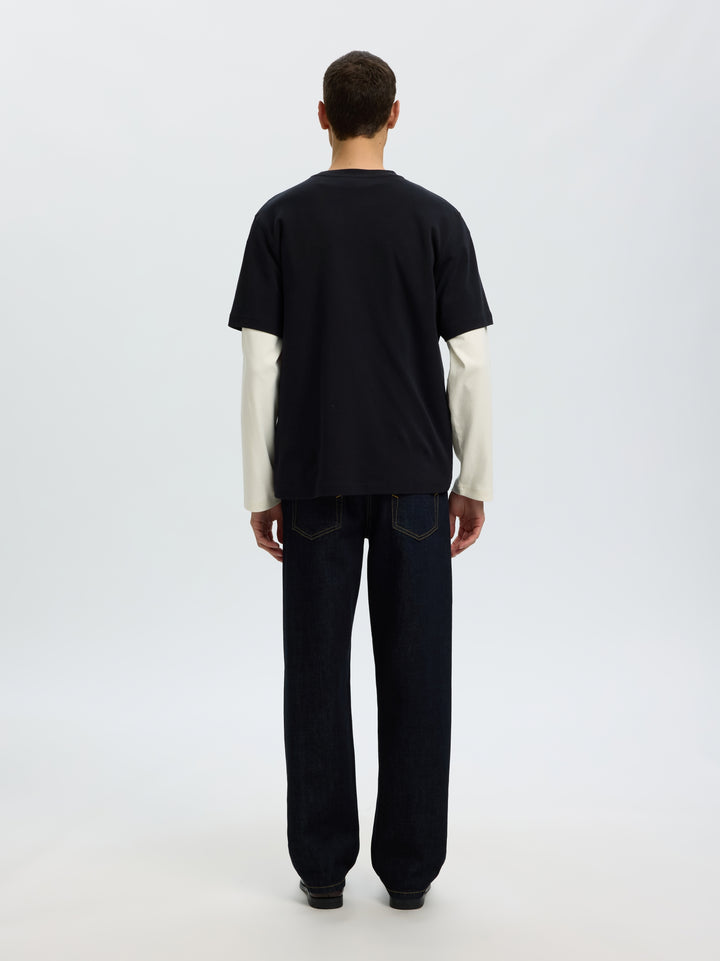 SLMTAJ MID WGT PEACH SS O-NECK TEE, Black 179099 Bild 3