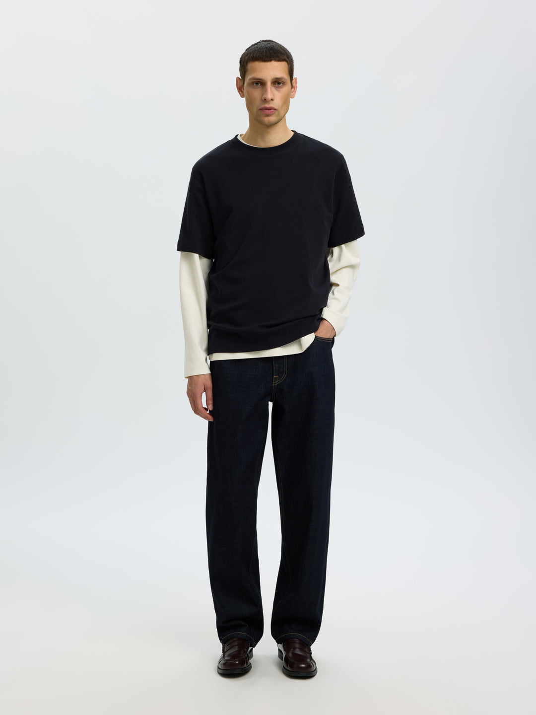 SLMTAJ MID WGT PEACH SS O-NECK TEE, Black 179099 Bild 4