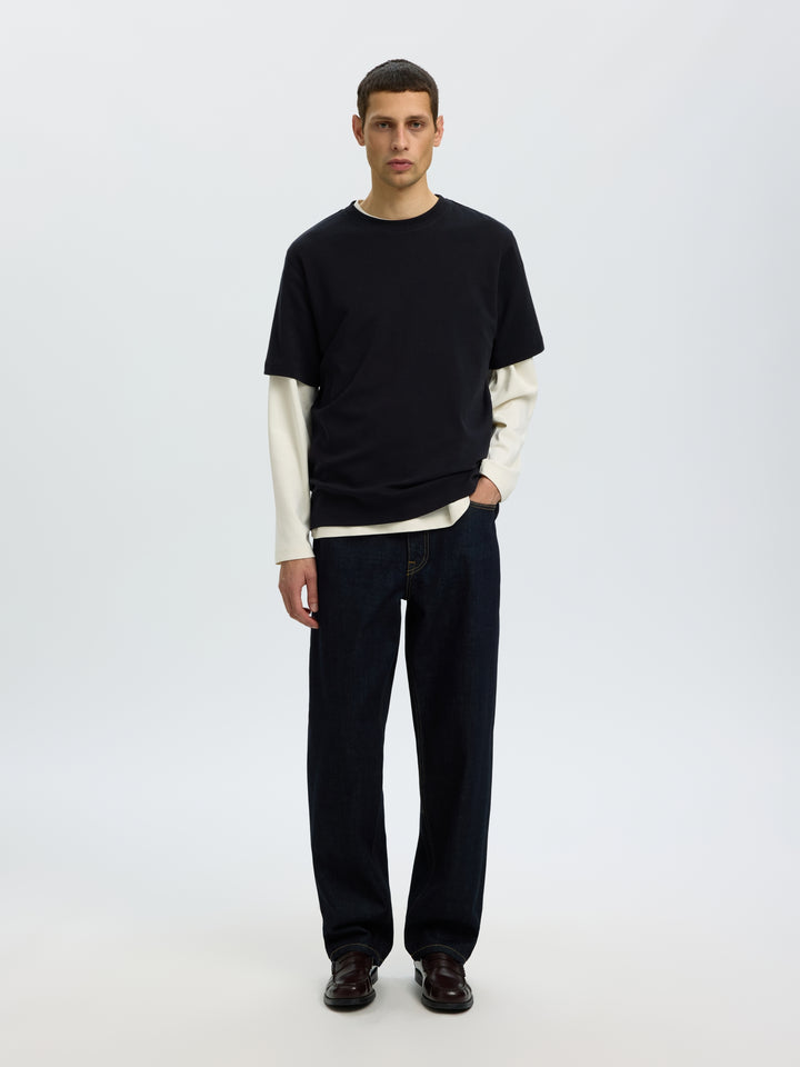 SLMTAJ MID WGT PEACH SS O-NECK TEE, Black 179099 Bild 4