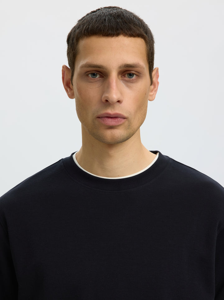 SLMTAJ MID WGT PEACH SS O-NECK TEE, Black 179099 Bild 5