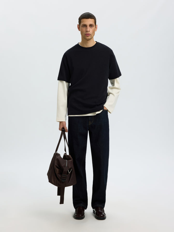 SLMTAJ MID WGT PEACH SS O-NECK TEE, Black 179099 Bild 6