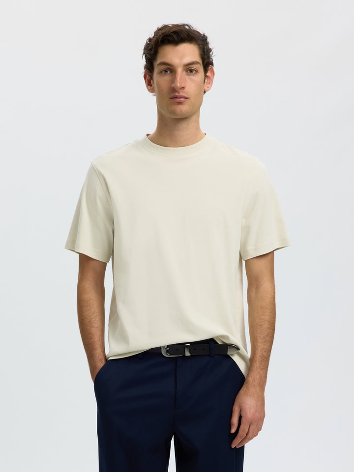 SLMTAJ MID WGT PEACH SS O-NECK TEE, Silver Birch 187118 Bild 2