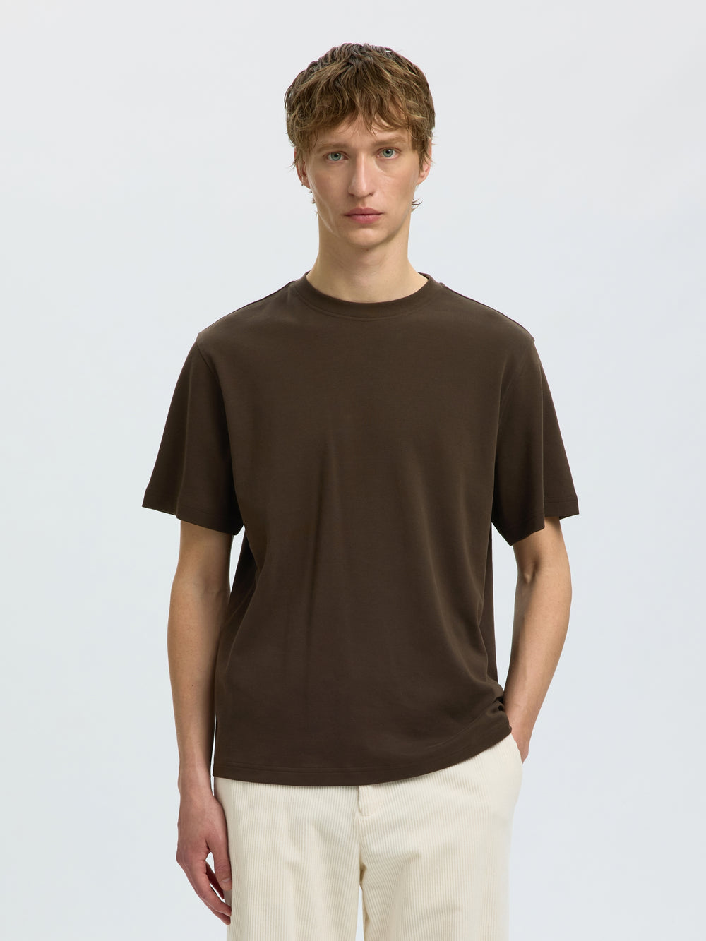 SLMTAJ MID WGT PEACH SS O-NECK TEE, Turkish Coffee 306045 Bild 2