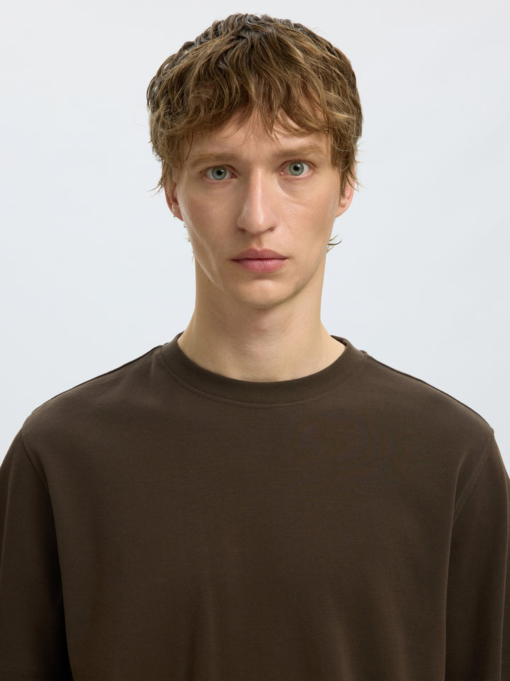 SLMTAJ MID WGT PEACH SS O-NECK TEE, Turkish Coffee 306045 Bild 6