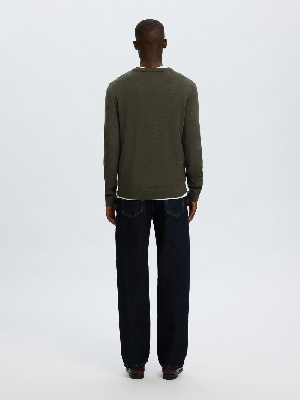 SLMTRAY LS KNIT REG MERINO CREW NOO, Forest Night 178191 Bild 2