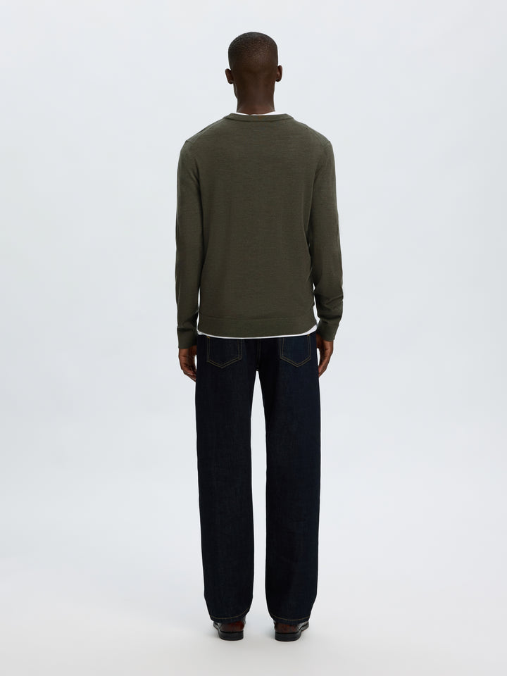 SLMTRAY LS KNIT REG MERINO CREW NOO, Forest Night 178191 Bild 2