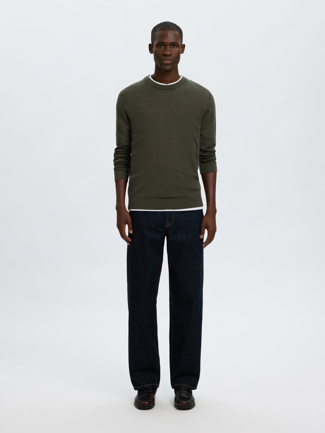 SLMTRAY LS KNIT REG MERINO CREW NOO, Forest Night 178191 Bild 4