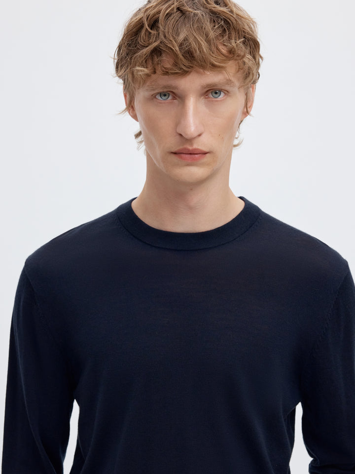 SLMTRAY LS KNIT REG MERINO CREW NOO, Navy Blazer 178814 Bild 6