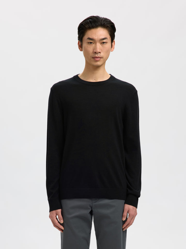 SLMTRAY LS KNIT REG MERINO CREW NOO, Black 179099 Bild 2