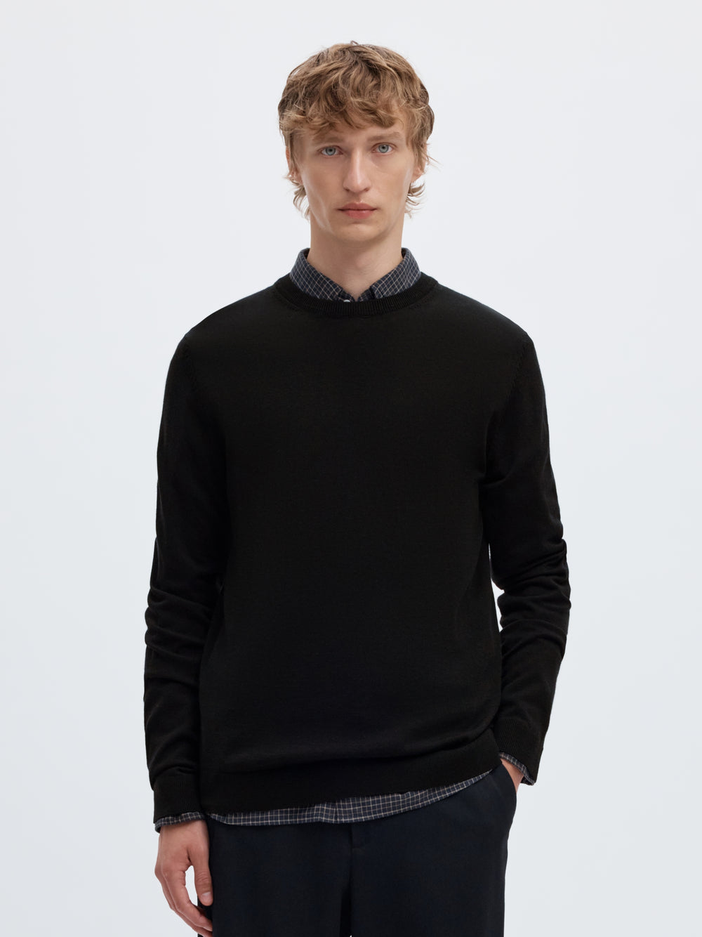 SLMTRAY LS KNIT REG MERINO CREW NOO, Black 179099 Bild 2