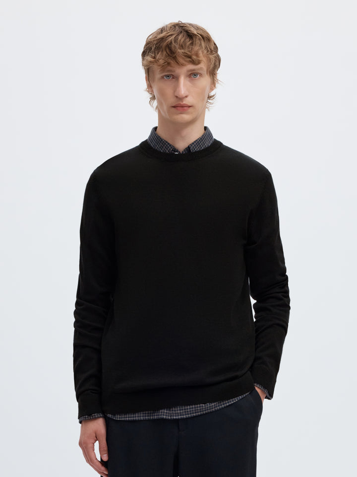 SLMTRAY LS KNIT REG MERINO CREW NOO, Black 179099 Bild 2