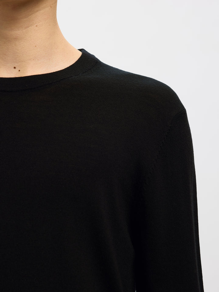 SLMTRAY LS KNIT REG MERINO CREW NOO, Black 179099 Bild 4
