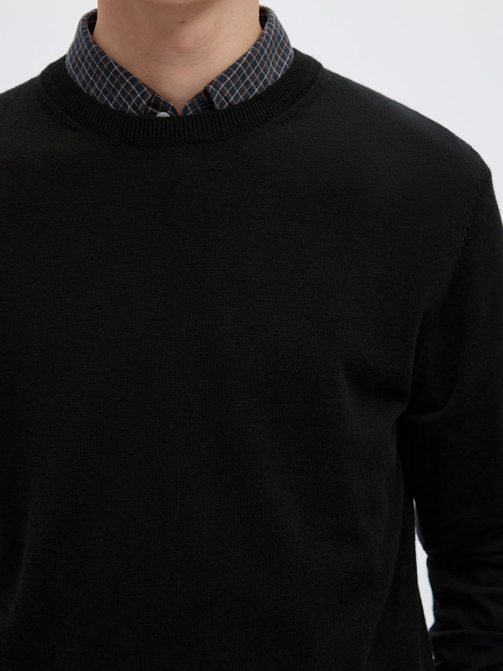 SLMTRAY LS KNIT REG MERINO CREW NOO, Black 179099 Bild 4