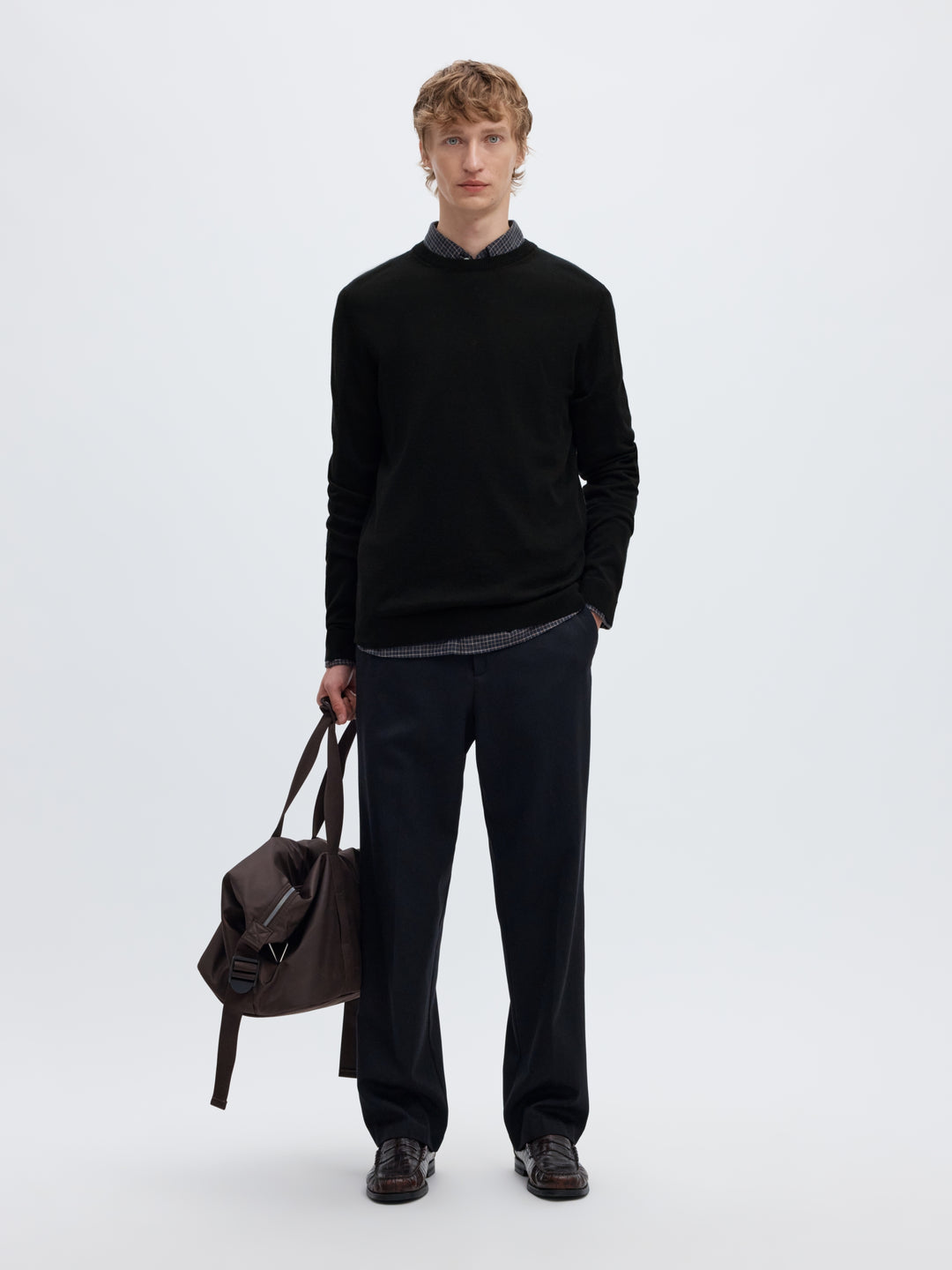 SLMTRAY LS KNIT REG MERINO CREW NOO, Black 179099 Bild 5