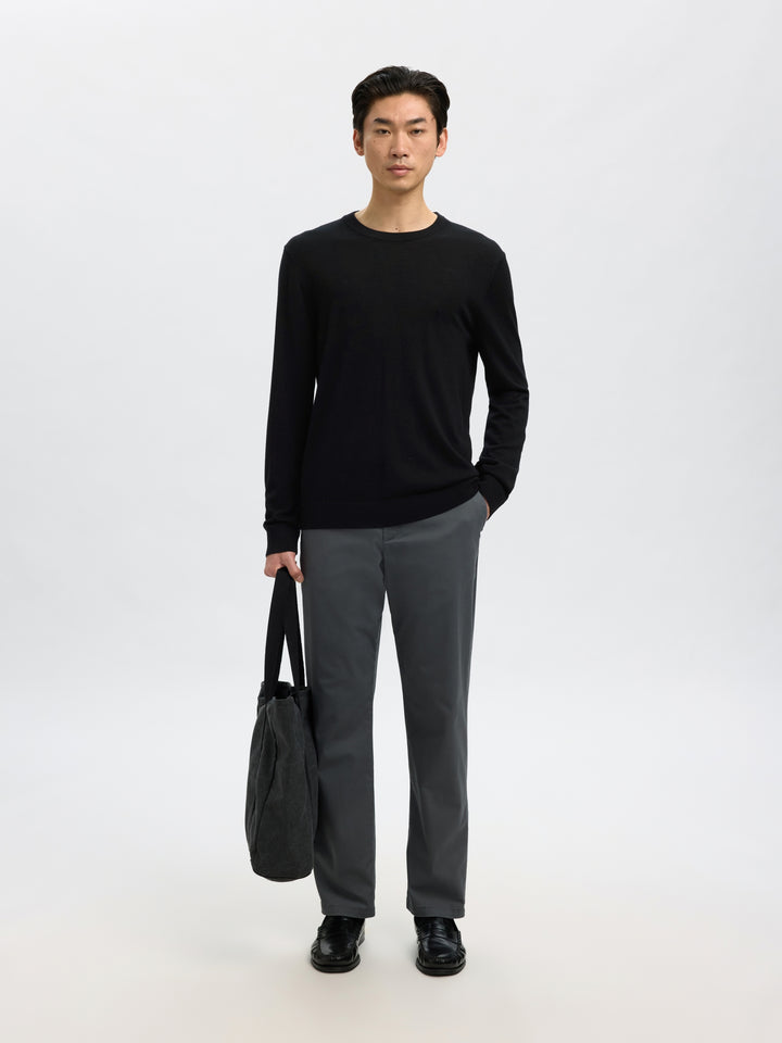SLMTRAY LS KNIT REG MERINO CREW NOO, Black 179099 Bild 5