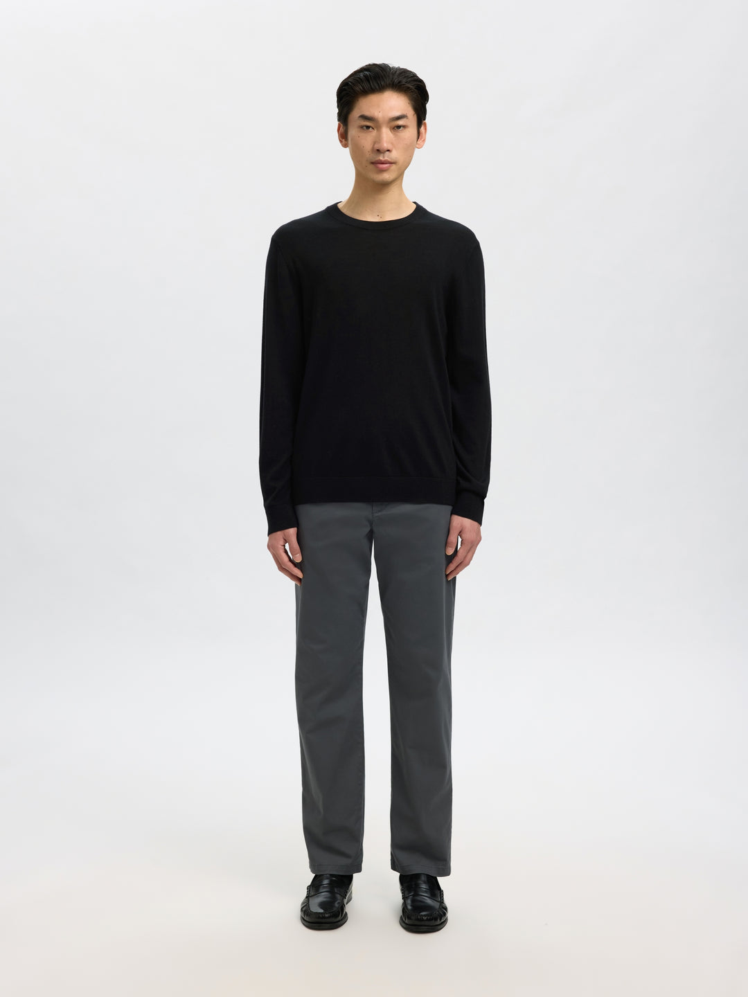 SLMTRAY LS KNIT REG MERINO CREW NOO, Black 179099 Bild 6