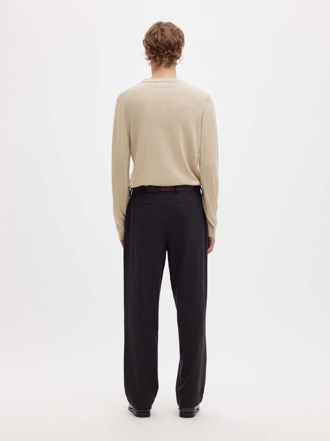 SLMTRAY LS KNIT REG MERINO CREW NOO, Oatmeal/Melange 184679001 Bild 6