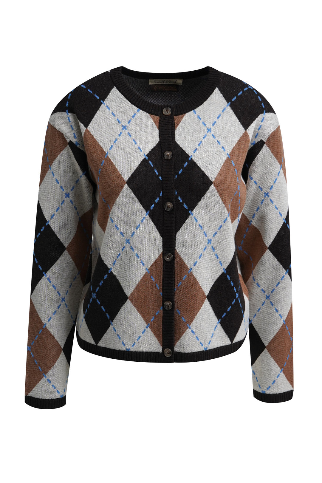 ARGYLE BUTTON CARDIGAN, SAND PRINT 1103 Bild 5