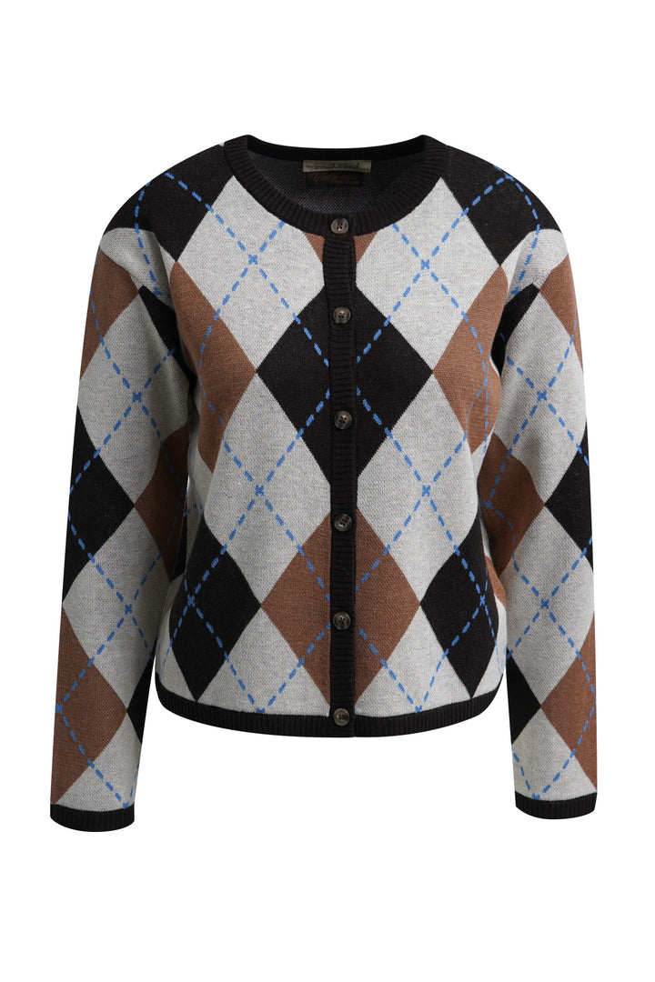 ARGYLE BUTTON CARDIGAN, SAND PRINT 1103 Bild 5